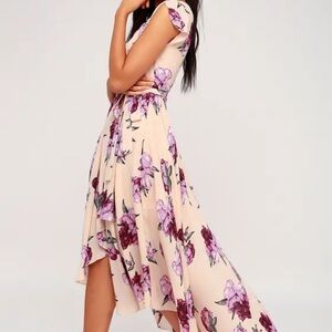 Lulus French Countryside Blush Floral Print High-Low Dress